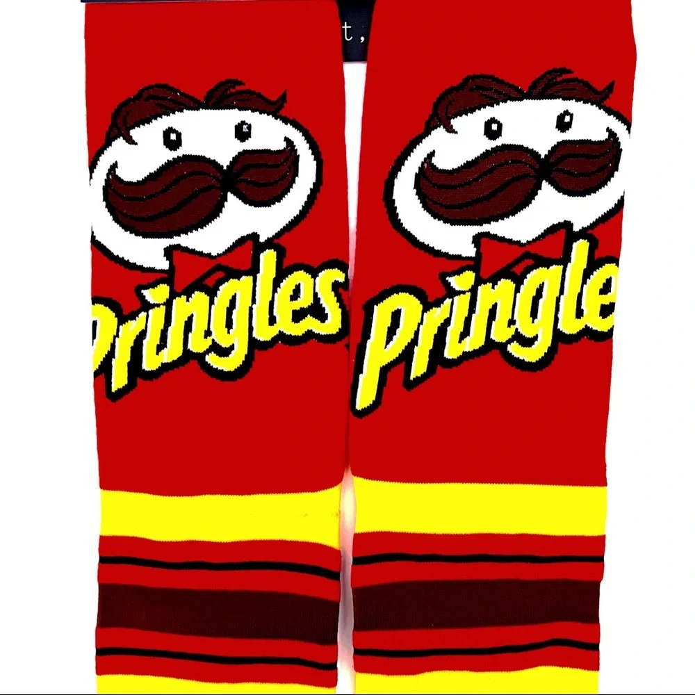 Odd Sox Pringles Original Chips Crew Socks Mens Womens  Logo Red Yellow Fun Gift